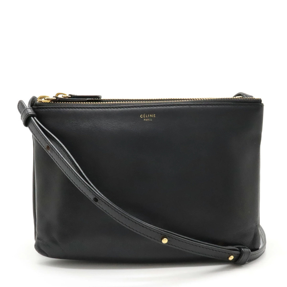 Celine Trio Shoulder Bag Lambskin Leather Black